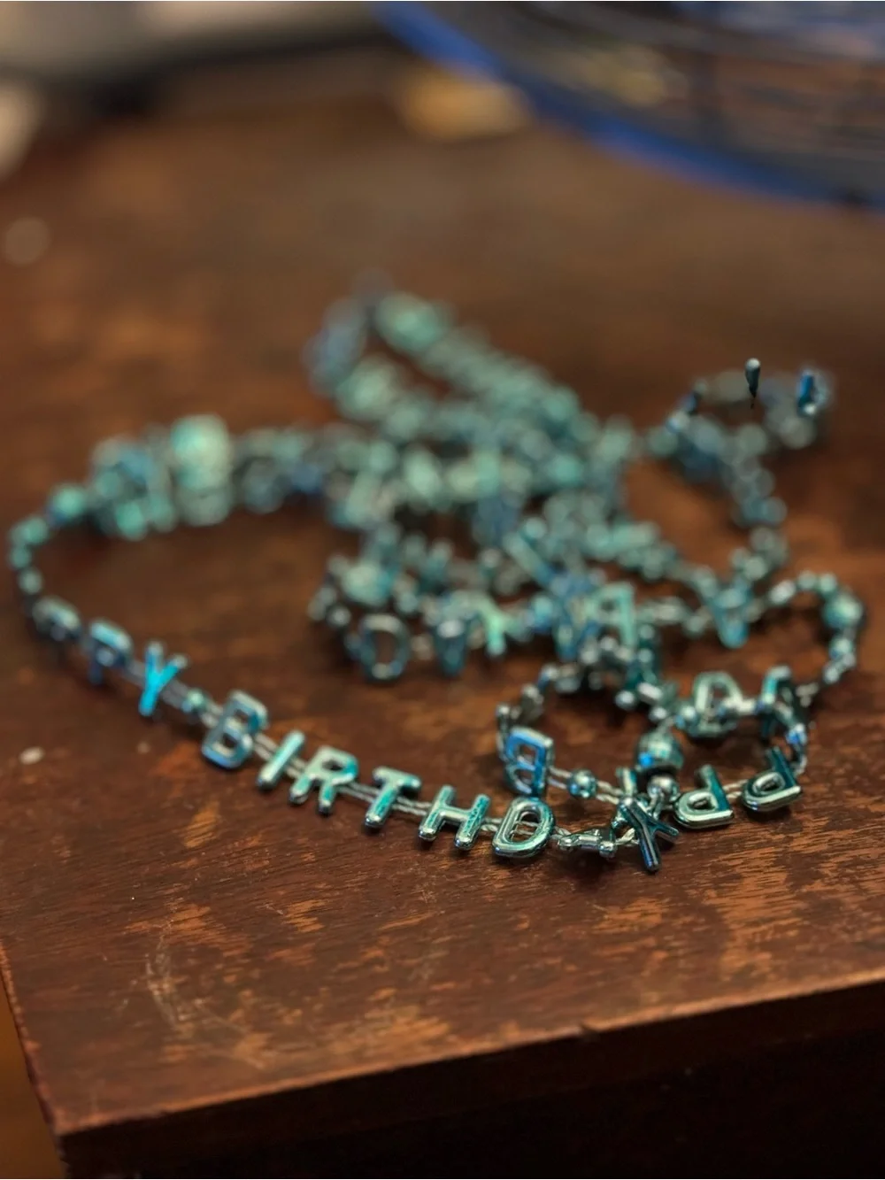 Qty. 2 Plastic Turquoise 'Happy Birthday' Letter Bead Necklace